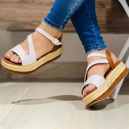 Platform Sandals with Hollow Buckle for Women