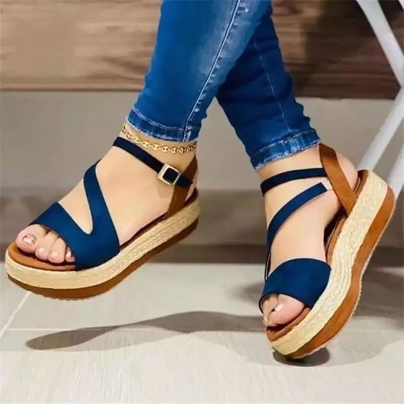 Platform Sandals with Hollow Buckle for Women