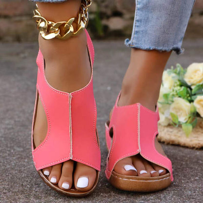 Summer Wedge Sandals with Elastic Band Design