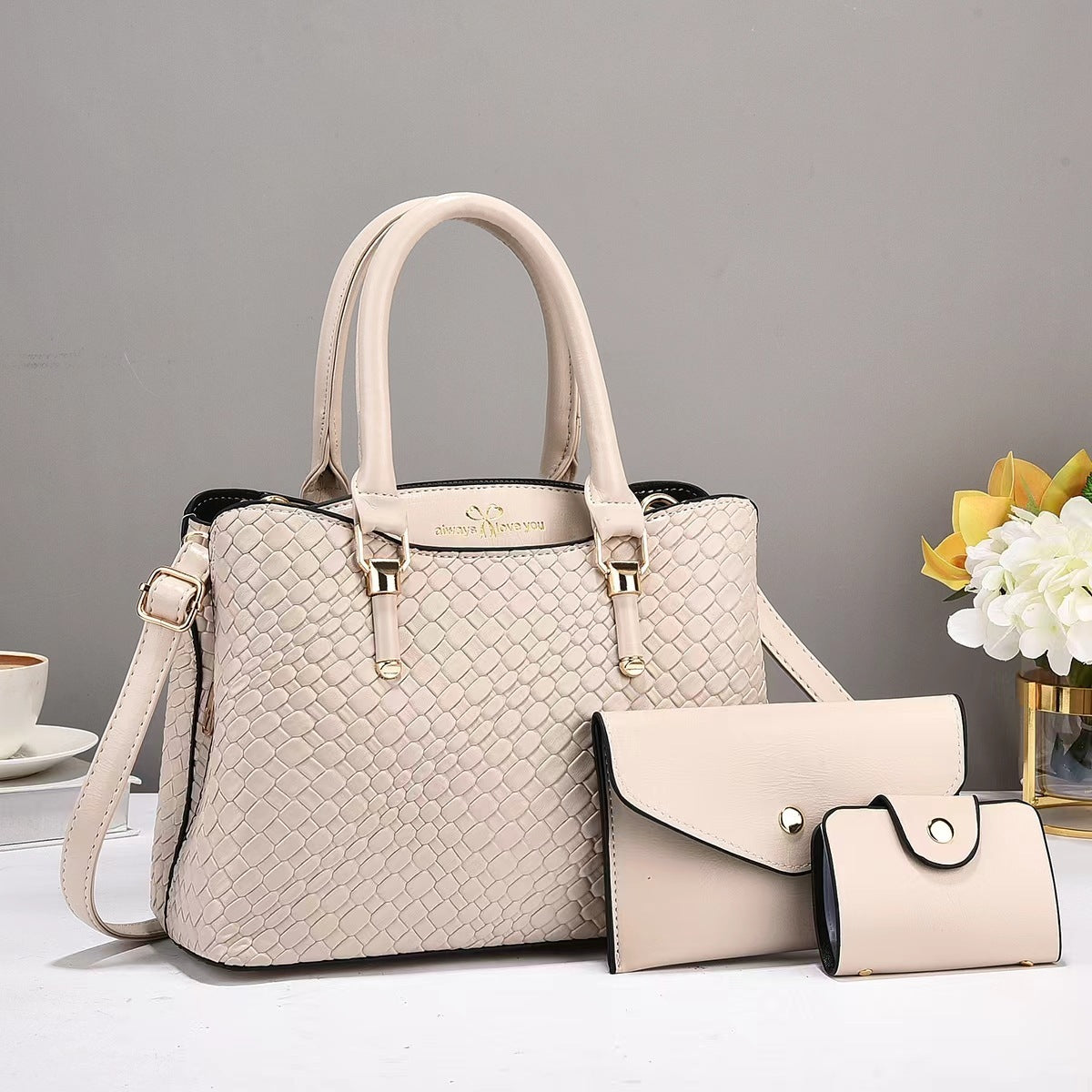 Woven Texture Three-Piece Shoulder Bag Set