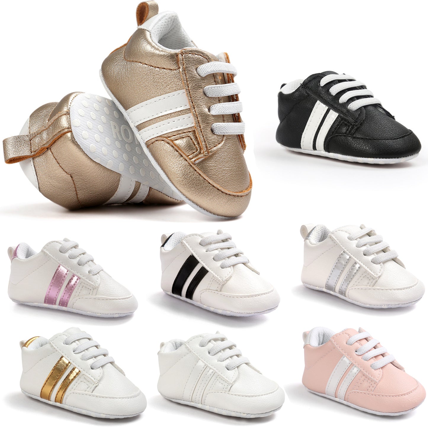 Baby Moccasins Shoes - Soft PU Leather Infant Sneakers