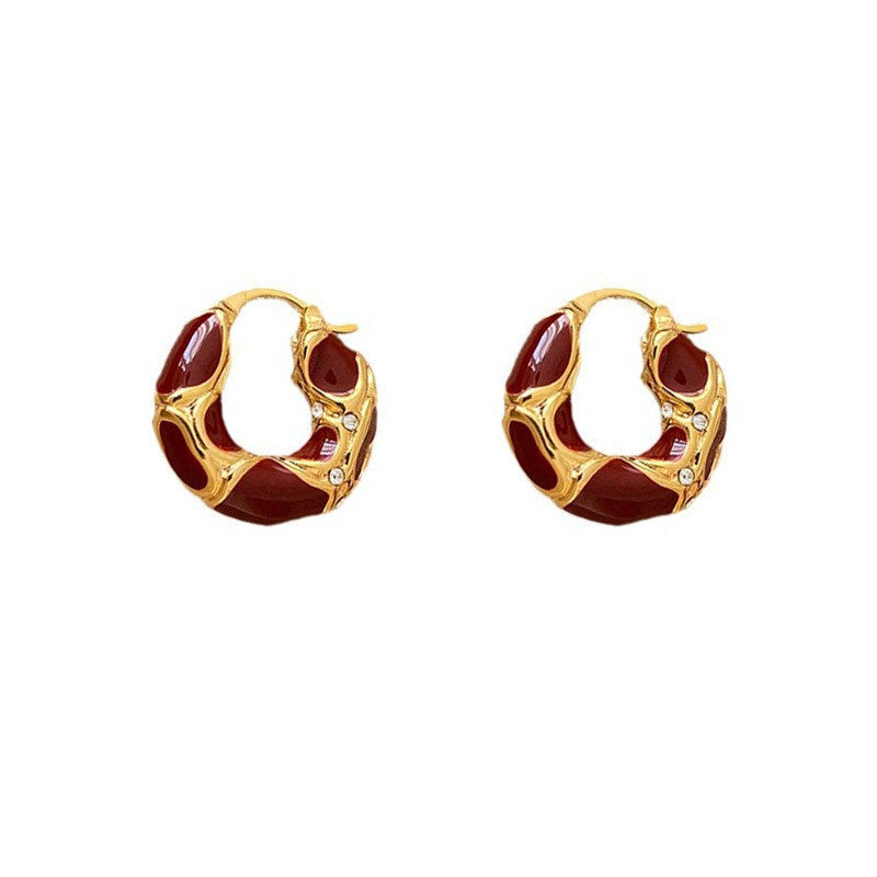 Gold-Plated Enamel Hoop Earrings