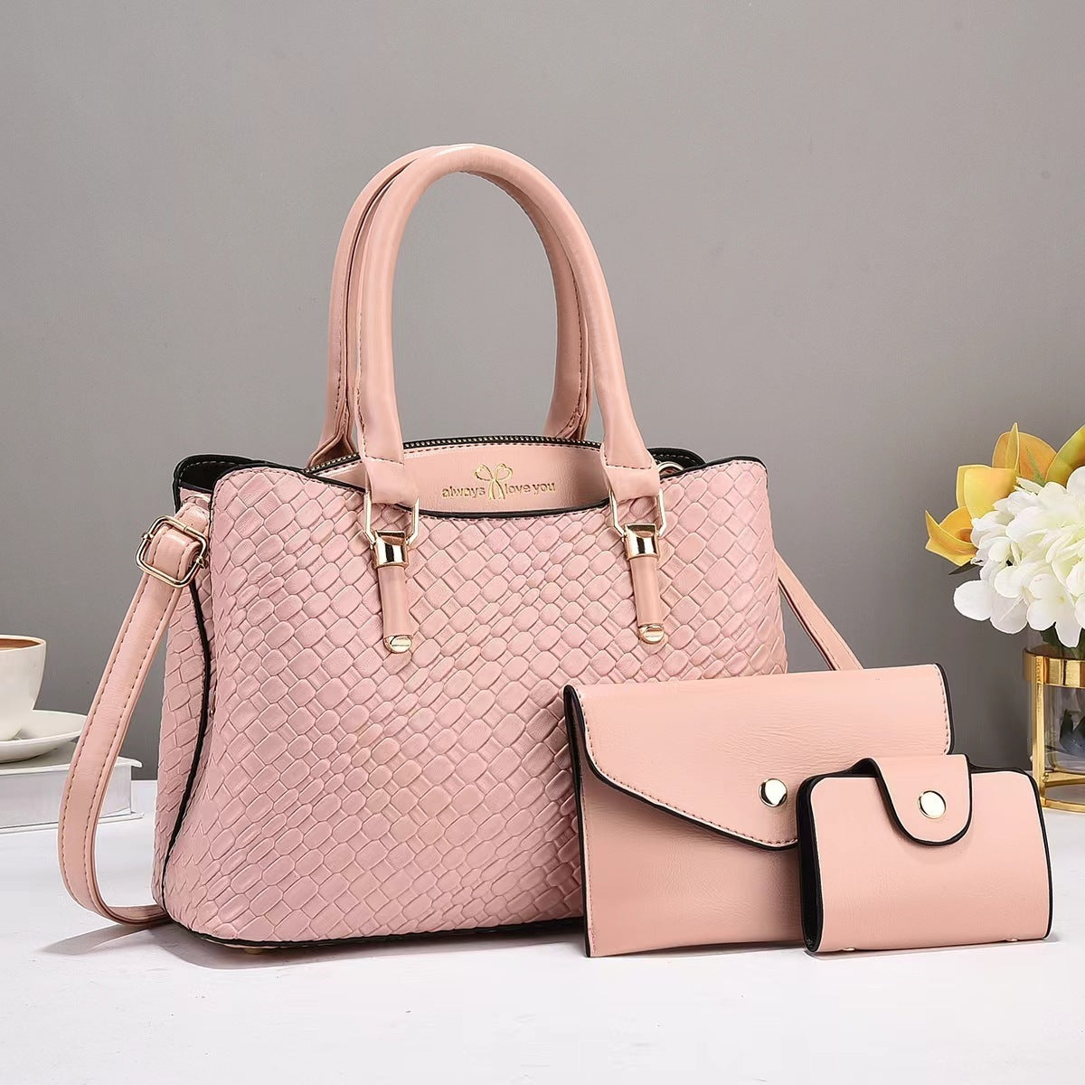 Woven Texture Three-Piece Shoulder Bag Set