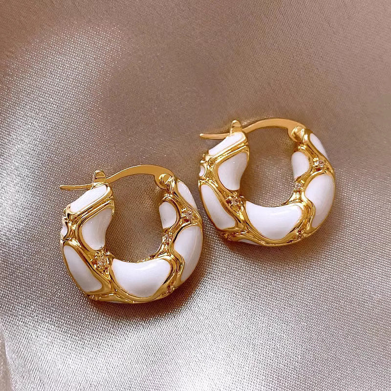 Gold-Plated Enamel Hoop Earrings