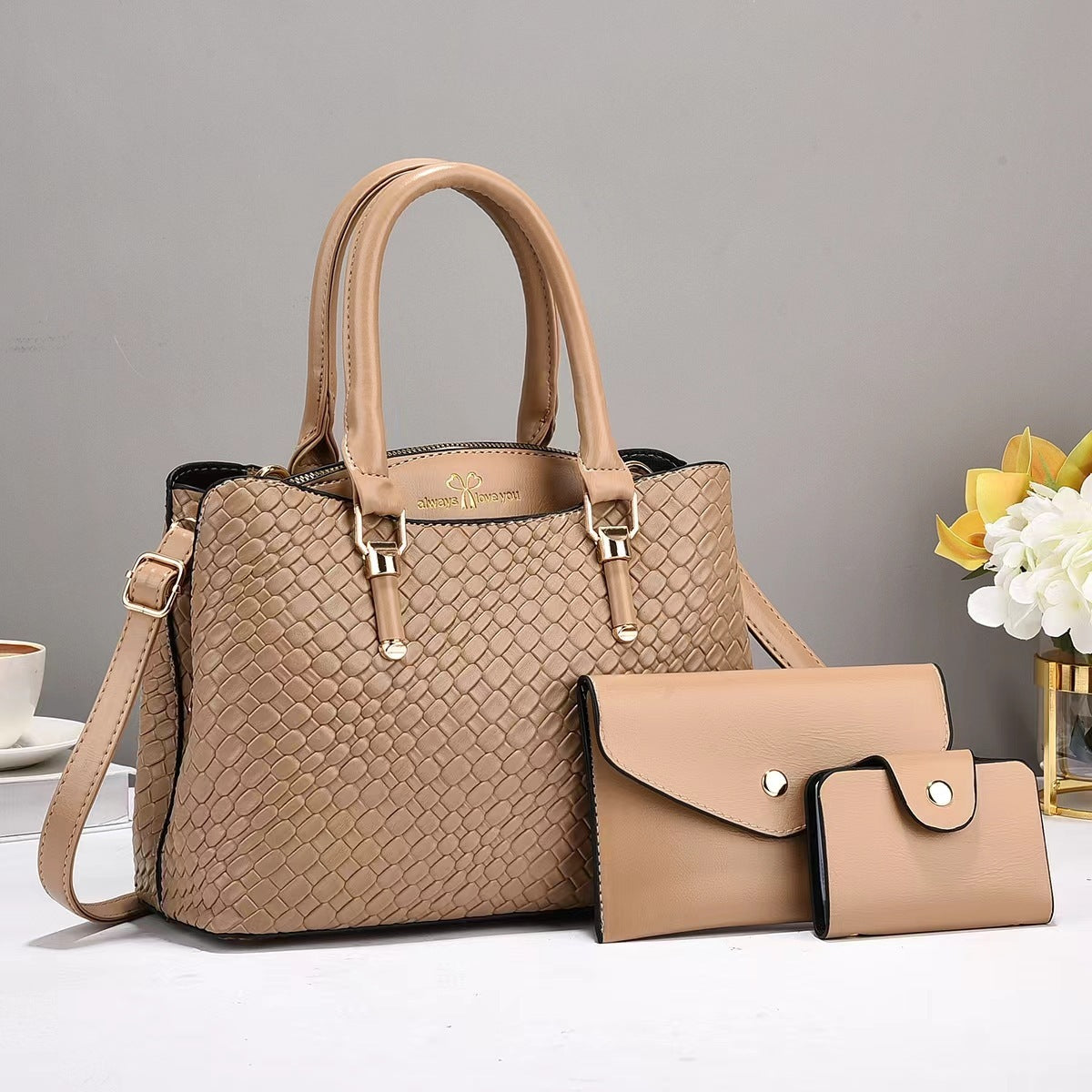 Woven Texture Three-Piece Shoulder Bag Set