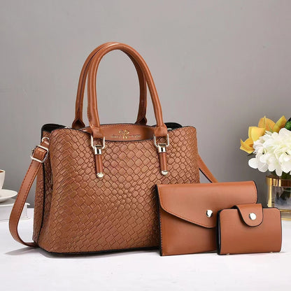 Woven Texture Three-Piece Shoulder Bag Set