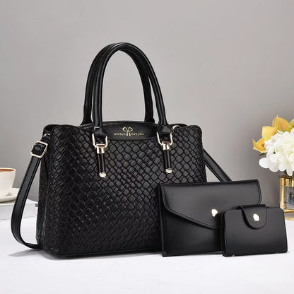 Woven Texture Three-Piece Shoulder Bag Set