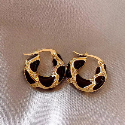 Gold-Plated Enamel Hoop Earrings